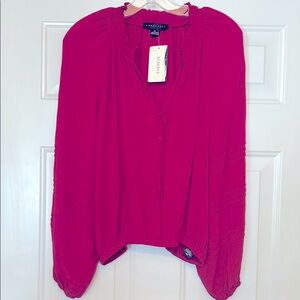 Evereve Sanctuary Women's Cooler Nights Blouse Raspberry Flowy Top-XS